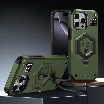 Hexagon Armor Magnetic Holder Weighing Scale Phone Case, For iPhone 12 / 12 Pro, For iPhone 11 Pro Max, For iPhone 11