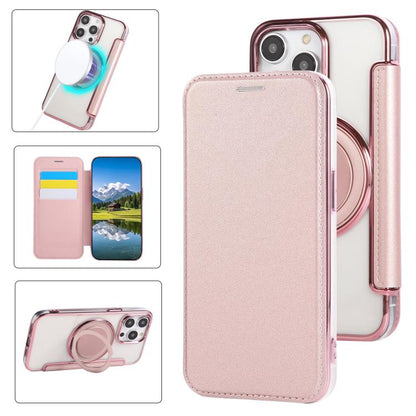 Ultra-thin Rotation Holder Magnetic Plating Vegan Leather Phone Case, For iPhone 12 / 12 Pro, For iPhone 12 Pro Max