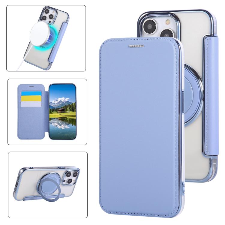 Ultra-thin Rotation Holder Magnetic Plating Vegan Leather Phone Case, For iPhone 12 / 12 Pro, For iPhone 12 Pro Max