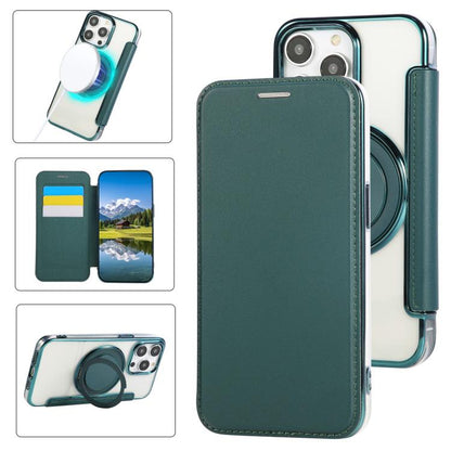 Ultra-thin Rotation Holder Magnetic Plating Vegan Leather Phone Case, For iPhone 12 / 12 Pro, For iPhone 12 Pro Max