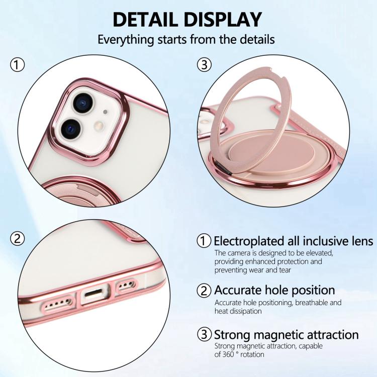 Ultra-thin Rotation Holder Magnetic Plating Vegan Leather Phone Case, For iPhone 12 / 12 Pro, For iPhone 12 Pro Max