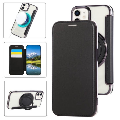 Ultra-thin Rotation Holder Magnetic Plating Vegan Leather Phone Case, For iPhone 12 / 12 Pro, For iPhone 12 Pro Max