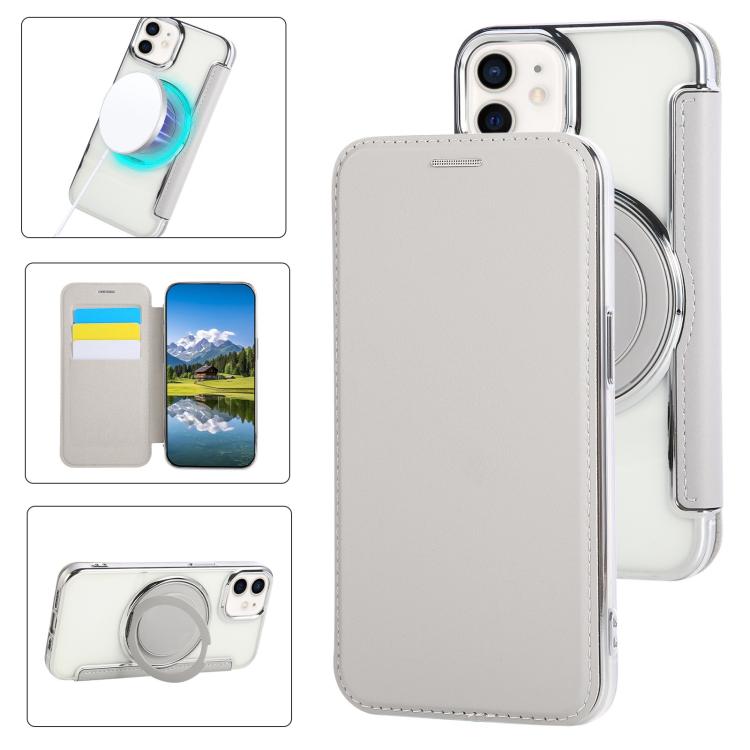 Ultra-thin Rotation Holder Magnetic Plating Vegan Leather Phone Case, For iPhone 12 / 12 Pro, For iPhone 12 Pro Max