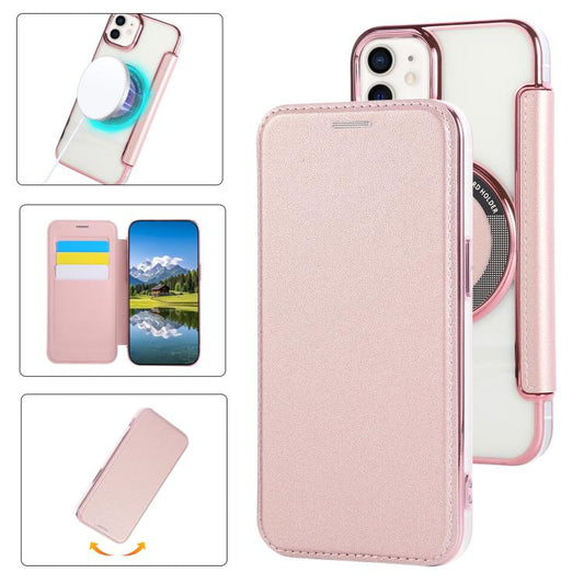 Ultra-thin Magnetic Plating Vegan Leather Phone Case, For iPhone 12 / 12 Pro, For iPhone 12 Pro Max