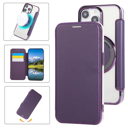 Ultra-thin Magnetic Plating Vegan Leather Phone Case, For iPhone 12 / 12 Pro, For iPhone 12 Pro Max