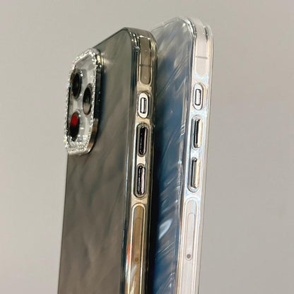 Rhinestone Lens Frame Wrinkled Design Phone Case, For iPhone 12, For iPhone 12 Pro Max, For iPhone 12 Pro, For iPhone 11