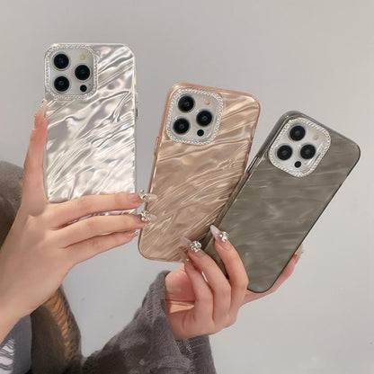Rhinestone Lens Frame Wrinkled Design Phone Case, For iPhone 12, For iPhone 12 Pro Max, For iPhone 12 Pro, For iPhone 11