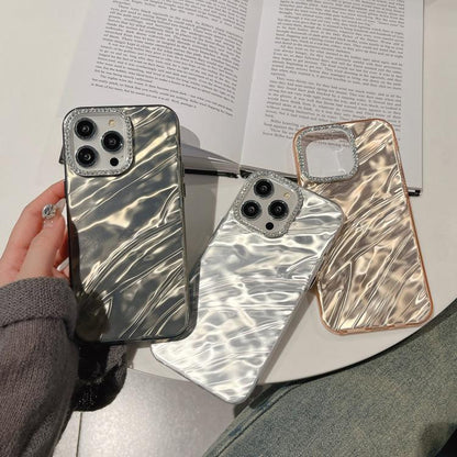 Rhinestone Lens Frame Wrinkled Design Phone Case, For iPhone 12, For iPhone 12 Pro Max, For iPhone 12 Pro, For iPhone 11