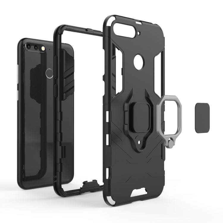Funda protectora de PC + TPU a prueba de golpes para Huawei Honor 7A, con soporte de anillo magnético, para Huawei Honor 7A