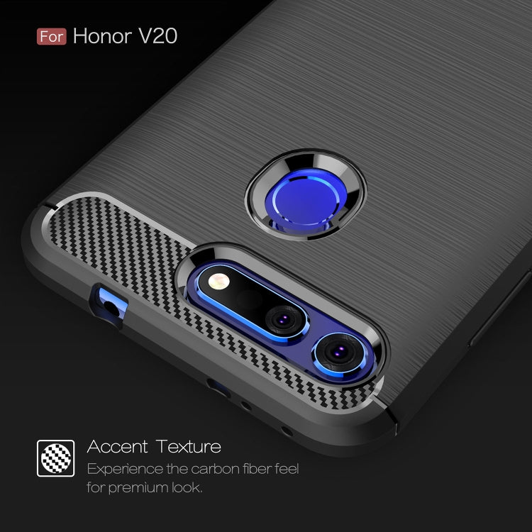 Funda de TPU de fibra de carbono con textura cepillada y antigolpes para Huawei Honor View 20