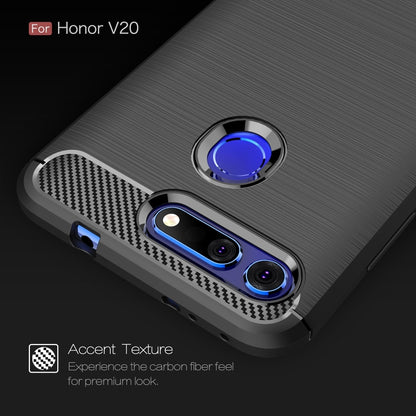 Funda de TPU de fibra de carbono con textura cepillada y antigolpes para Huawei Honor View 20