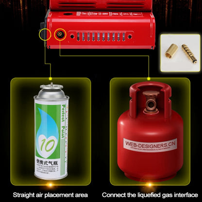 Multifunctional Portable Outdoor Camping Trip Gas Heater Gas Stove Burner, Powered by Dual Gas Tank (Not Included), Dual Gas Tank