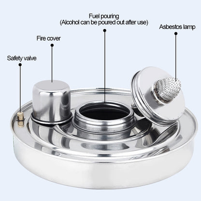 Portable Outdoor Stainless Steel Wick Alcohol Stove Single Small Pot Set, Size: 14cm, Size: 14cm