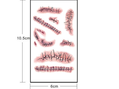 20 pegatinas temporales de tatuajes S-263 para Halloween, diseño realista de cicatrices y heridas, S-263/20 unidades