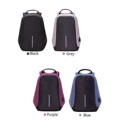 Mochila multifunción de gran capacidad, antirrobo, informal, para ordenador portátil, con puerto de carga USB externo, para hombre y mujer. Tamaño: 42 x 29 x 14 cm. Color: negro, gris, azul y morado.