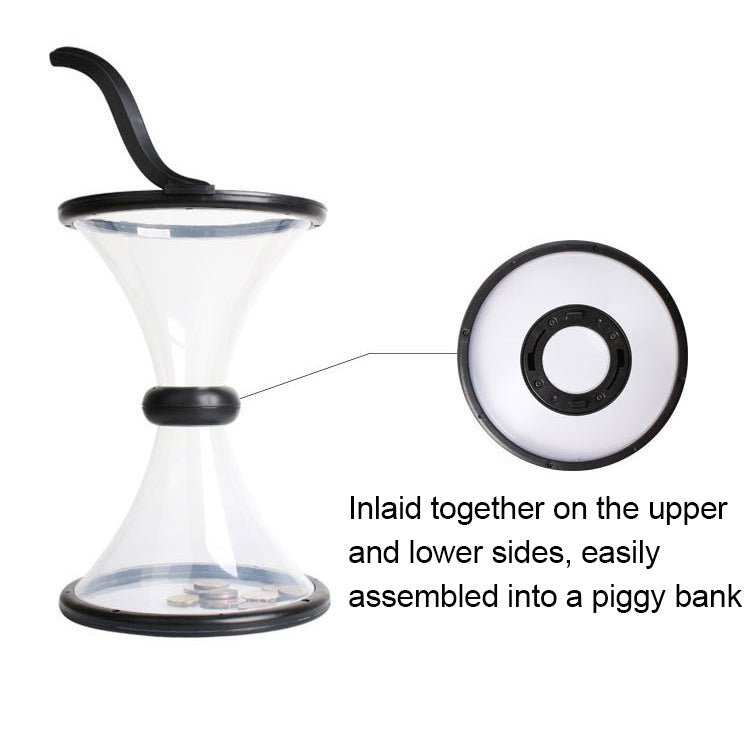 Vortex Bank Decompression Transparent Funnel Gravity Rotating Coin Storage Box, Funnel