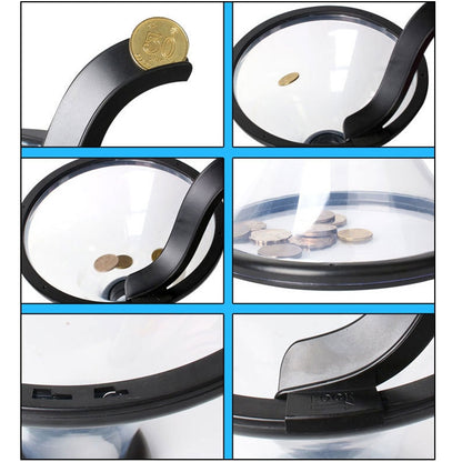 Vortex Bank Decompression Transparent Funnel Gravity Rotating Coin Storage Box, Funnel