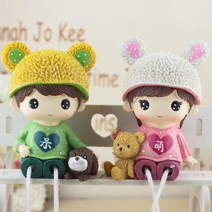 1 Pair Creative Resin Crafts Hanging Feet Adorkable Couple Dolls Ornaments Home Wedding Decoration Gift, Adorkable Couple Dolls