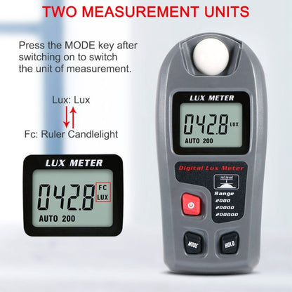MT-30 LCD Portable Digital Light Lux Meter for Factory / School / House Various Occasion, Range: 0.1-200,000 Lux, MT-30