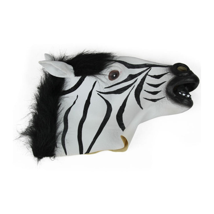 Popular Pretty Halloween Mask Masquerade Emulsion Horse Head Zebra Mask for Men and Women, Zebra