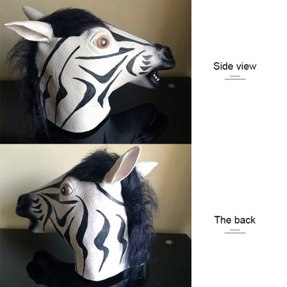 Popular Pretty Halloween Mask Masquerade Emulsion Horse Head Zebra Mask for Men and Women, Zebra