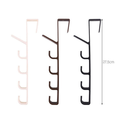4pcs Multifunctional Vertical Style Bathroom Kitchen Wall Door Wardrobe Hanger Umbrella Clothes Towel Hook with 5 Hooks, Random Color Delivery