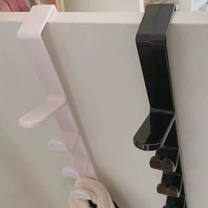 4pcs Multifunctional Vertical Style Bathroom Kitchen Wall Door Wardrobe Hanger Umbrella Clothes Towel Hook with 5 Hooks, Random Color Delivery