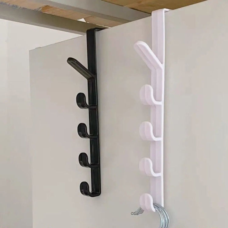 4pcs Multifunctional Vertical Style Bathroom Kitchen Wall Door Wardrobe Hanger Umbrella Clothes Towel Hook with 5 Hooks, Random Color Delivery