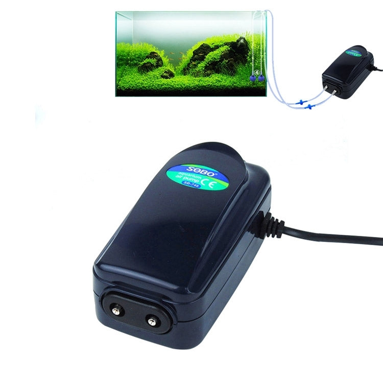 SOBO SB-748 8W Double Outlets Adjustable Flow Silent Aquarium Air Pump Fish Tank Oxygen Air Pump, 8W Double Outlets