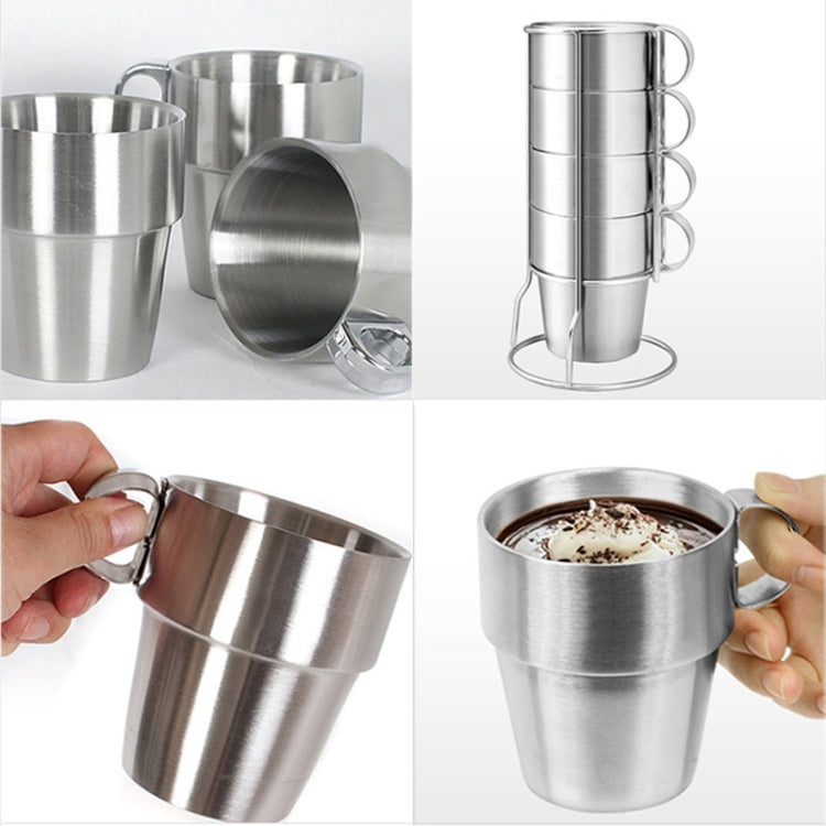 Juego de cuatro tazas portátiles para picnic al aire libre, de acero inoxidable, para té y café, anticalor.