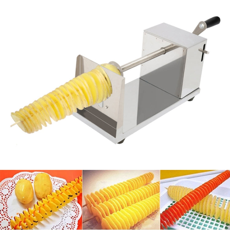 Stainless Steel Manual Spiral Tornado Tower Hand Shake Potato Rotary Chips Twister Slicer Cutter, Hand Shake
