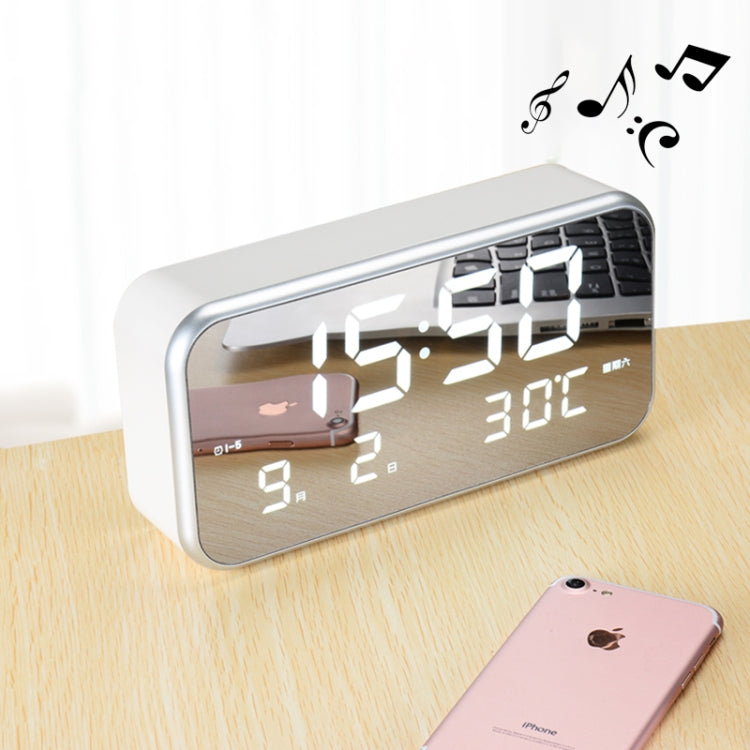Multi-functional Large Screen LED Digital Music Alarm Clock with Time / Week / Temperature / Calendar Display & Remote Control, DC 5V, Music Alarm Clock