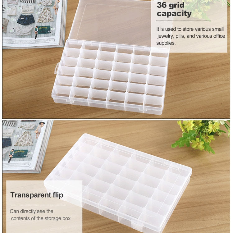 Plastic Organizer Container Storage Box Removable Grid Compartment for Jewelry Earring Fishing Hook Small Accessories, Size: Large, 36 Slots, 36 Slots