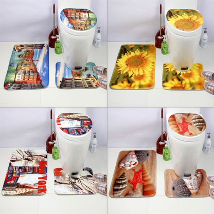 European and American Style Underwater World Printing Pattern Toilet Mat Three-piece Suit