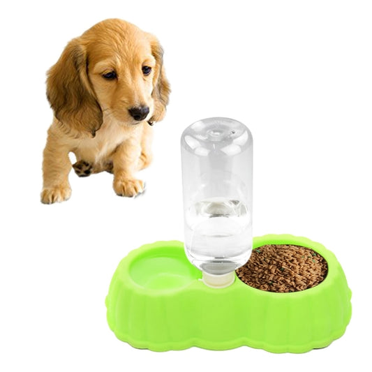Pumpkin Shape Dog Cat Food Dish + Drinking Water Double Bowls with Automatic Water Dispenser, Size: S, Size: S  Coffee, Size: S  Green, Size: S  Blue, Size: S  Magenta, Size: S  White, Size: S Yellow