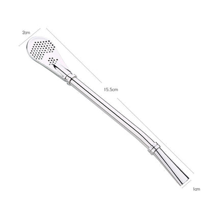 Stainless Steel Tea Leaf Filtered Drinking Straw Herb Tea Filter Tea Strainer Juice Cafe Coffee Stirring Spoon