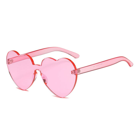 Heart Shape Rimless UV400 Sunglasses for Women, S8018 Blue, S8018 Watermelon Red, S8018 Purple, S8018 Transparent, S8018 Yellow, S8018 Dark Red, S8018 Pink, S8018 Green, S8018 Grey