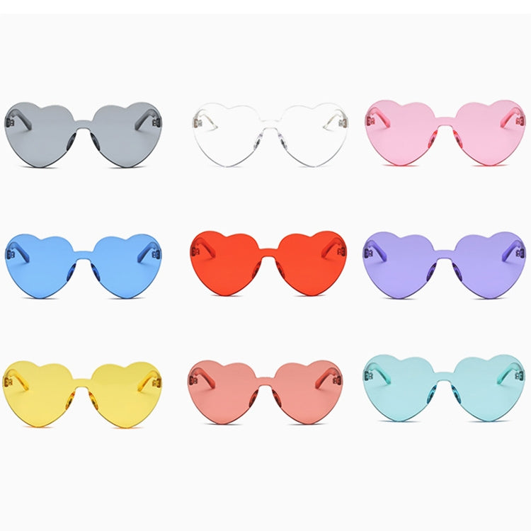 Heart Shape Rimless UV400 Sunglasses for Women, S8018 Blue, S8018 Watermelon Red, S8018 Purple, S8018 Transparent, S8018 Yellow, S8018 Dark Red, S8018 Pink, S8018 Green, S8018 Grey