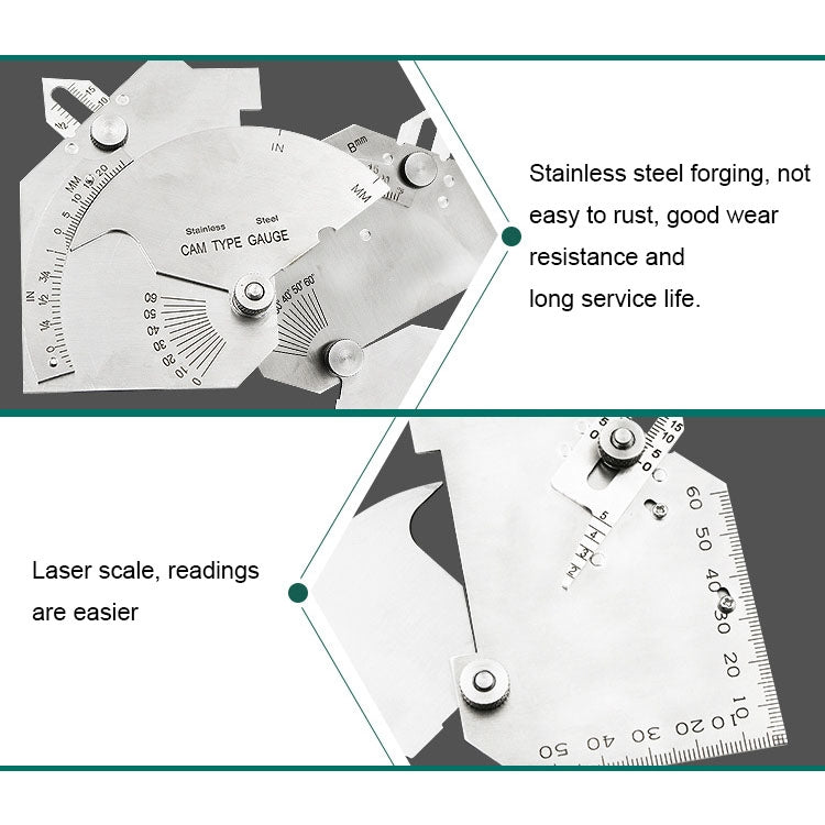 MG-8 Cam-type Stainless Steel Fillet Weld Gauge Multi-function Welding Inspection Ruler, MG-8