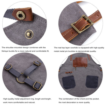 Retro Style Cotton Canvas Craftsman Work Aprons, Work Aprons(Grey), Work Aprons(Blue)