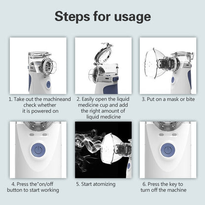 Portable Ultrasonic Nebulizer Mini Handheld Inhaler Respirator Health Care Home Machine Atomizer for Children, Mini Handheld Inhaler