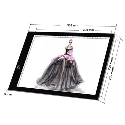 Quadro de desenho em acrílico com LED tamanho A4, três níveis de brilho ajustáveis, ideal para esboços de anime e desenhos.