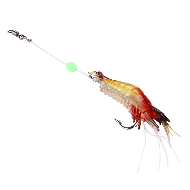 Luminous Shrimp Shape Fishing Lures Artificial Fishing Bait with Hook, Length: 7cm, Yellow Red
