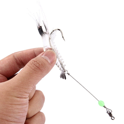 Luminous Shrimp Shape Fishing Lures Artificial Fishing Bait with Hook, Length: 7cm, White Black