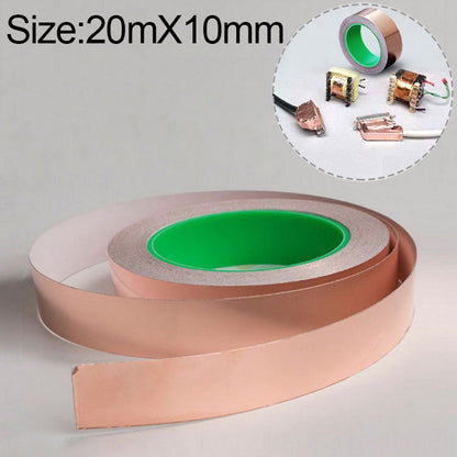 Pure Copper Double-sided Conductive Copper Foil Tape Signal Masking Tape, Size: 20m x 10mm, Size: 20m x 10mm