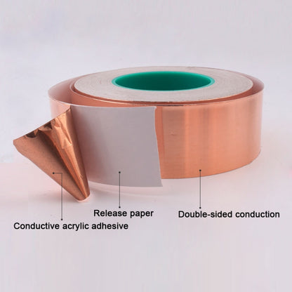 Pure Copper Double-sided Conductive Copper Foil Tape Signal Masking Tape, Size: 20m x 30mm, Size: 20m x 30mm