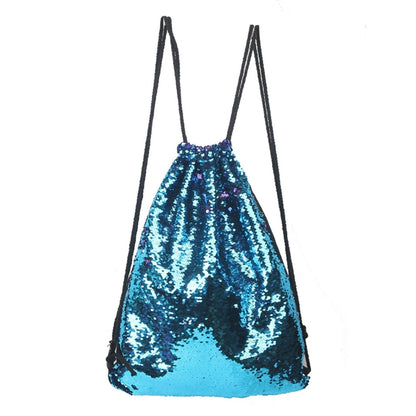 Mermaid Glittering Sequin Drawstring Sports Backpack Shoulder Bag