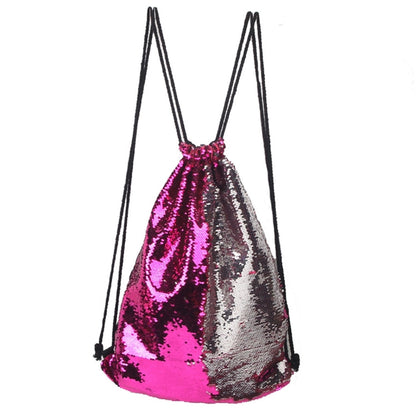 Mermaid Glittering Sequin Drawstring Sports Backpack Shoulder Bag