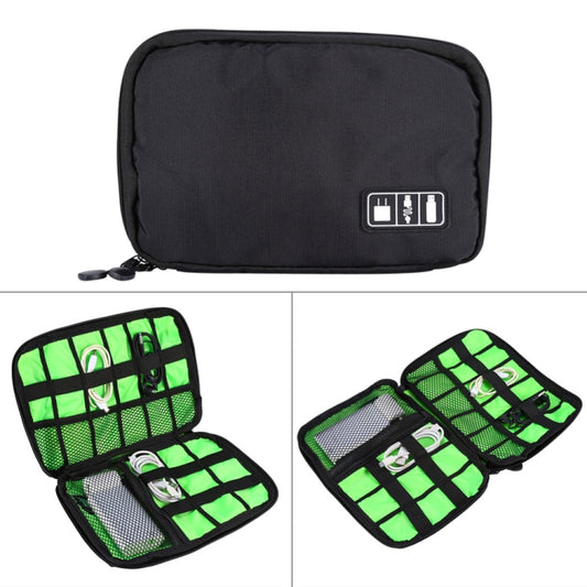 Bolsa organizadora portátil para viagens, ideal para guardar acessórios eletrónicos e dispositivos digitais. Dimensões: 25,7 x 18,5 x 1,2 cm. Modelos: HC3103B, HC3103L, HC3103G, HC3103TT.