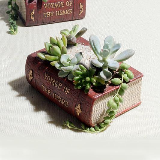Vaso de livros retro, estilo vintage, para flores, cactos, ervas e outras plantas. Dimensões: 10,5 x 8 x 5 cm.